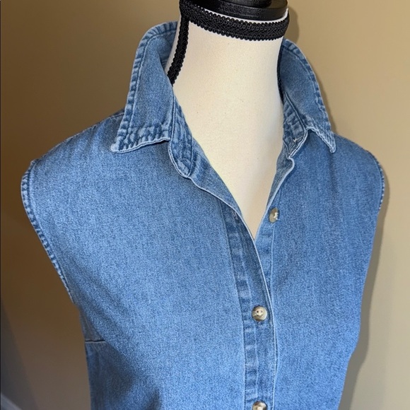 Ash Creek Trading Blue Fitted Button Down Shirt Notched Collar Western Women Top - Picture 4 of 10